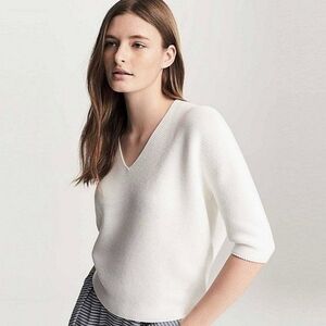 Uniqlo 3D Cocoon Sweater 3/4 Sleeve Sweater Off White Large